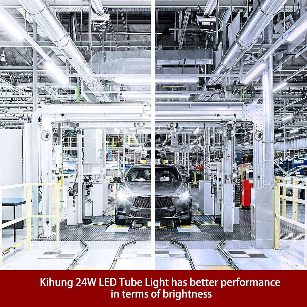 Kihung (12 paquetes de bombillas LED T8 de 4 pies, bombillas tipo B, 24 W, 3120 lúmenes, 6000 K, bombillas fluorescentes blancas de luz diurna de 48