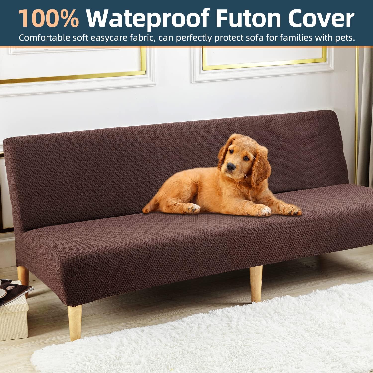 Fundas de futón 100% impermeables, a prueba de fugas, fundas de sofá sin brazos, funda de sofá cama jacquard elástica, funda lavable para futón,