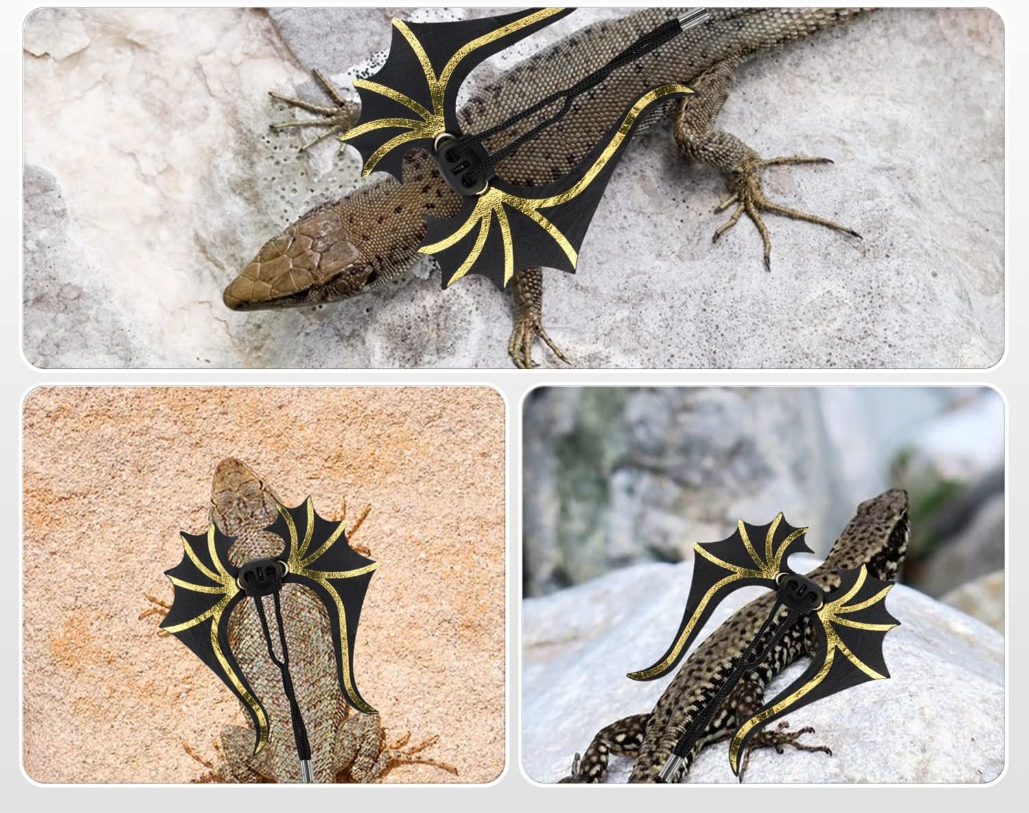 Ullnosoo – Correa de dragón barbudo, accesorios de arnés ajustable para reptiles y lagartos Ullnosoo Dinosaur de cuero suave para caminar