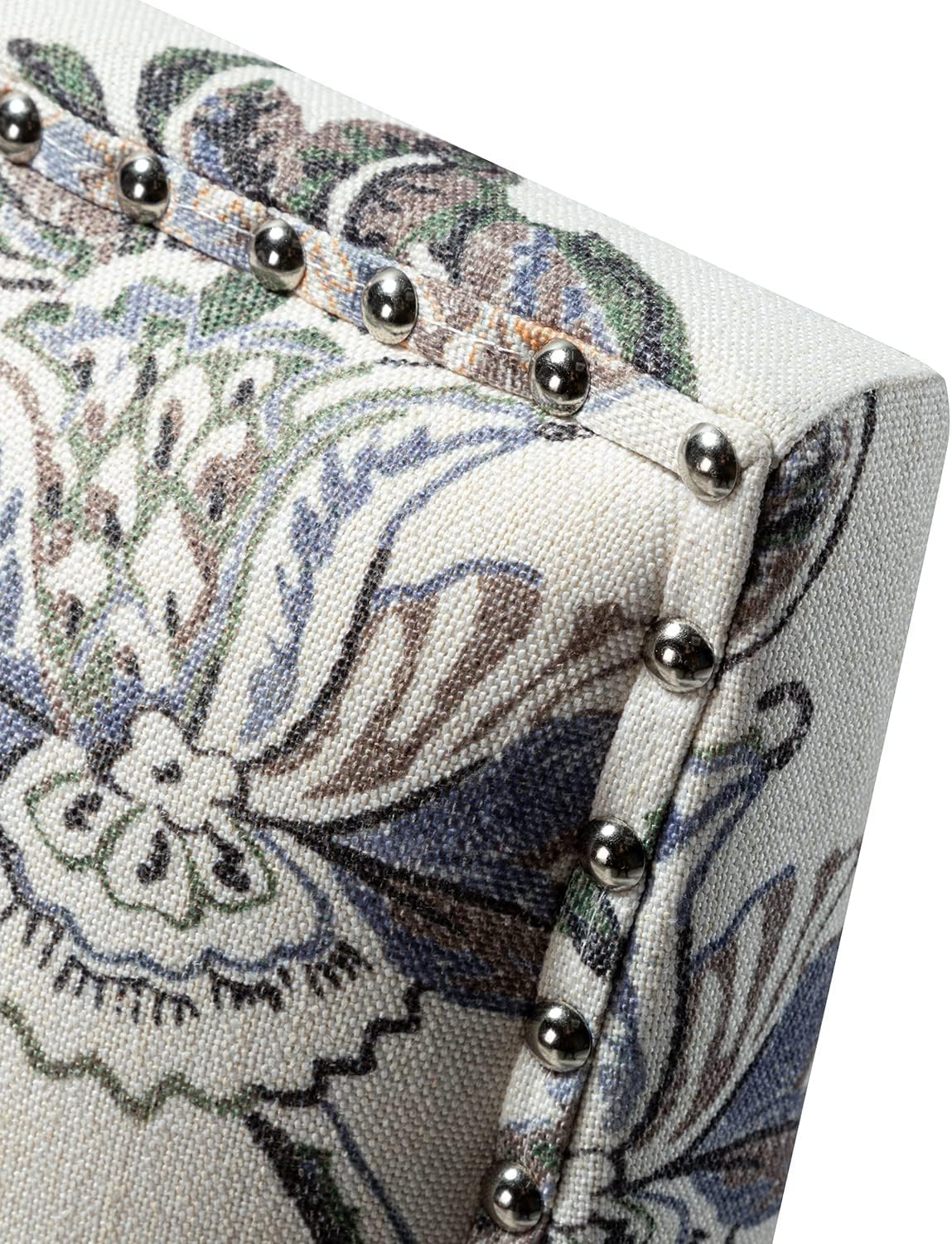 HULALA HOME Silla decorativa moderna con brazos y patas de madera, silla decorativa con estampado floral, respaldo alto, reposabrazos acolchado y