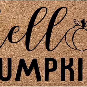 Tapete divertido de otoño, con texto en inglés “Hello Pumpkin”, para Acción de Gracias, Halloween, decoración de porche delantero, tapete para Tapete divertido de otoño, con texto en inglés “Hello Pumpkin”, para Acción de Gracias, Halloween, decoración de porche delantero, tapete para