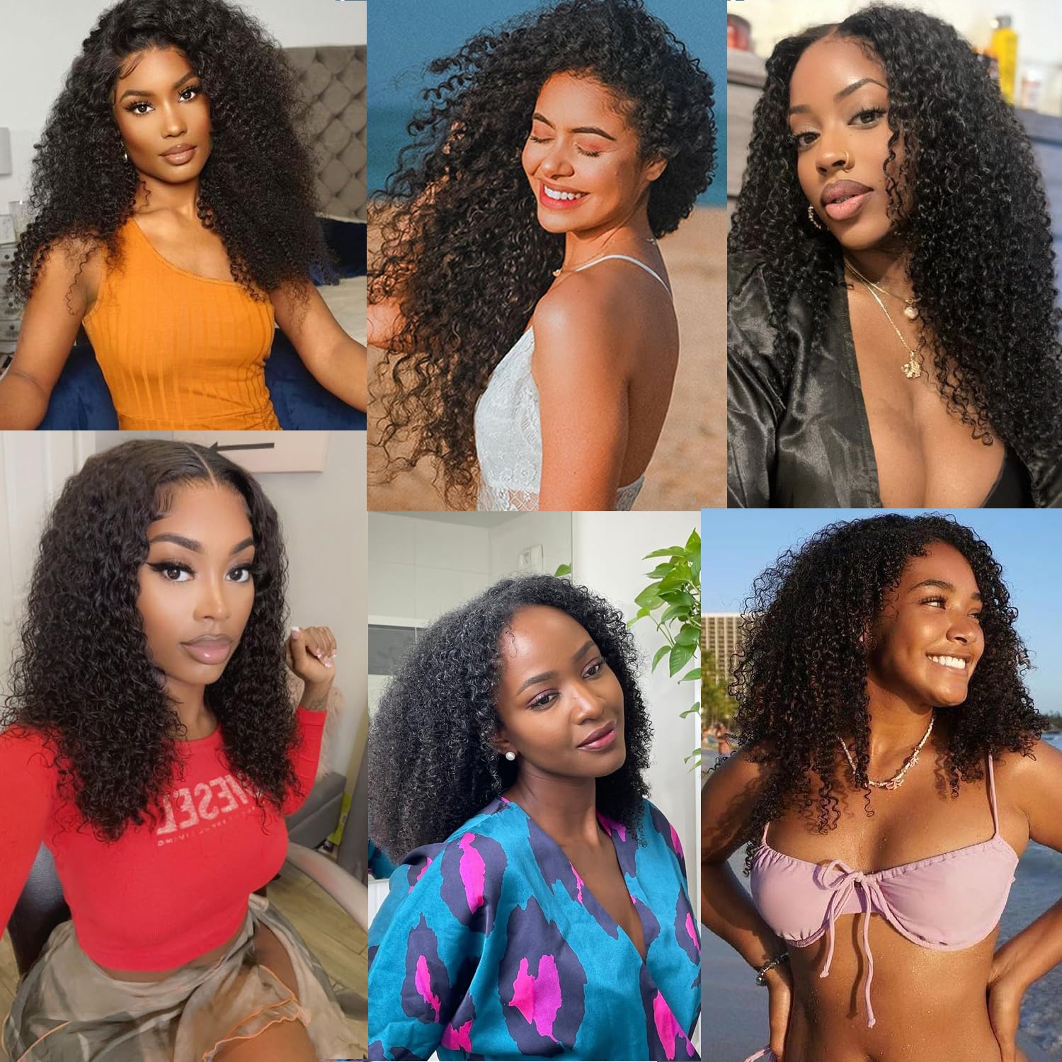 60 extensiones de cabello humano rizado tipo afro de 24 pulgadas, extensiones de cabello humano rizado 3C 4A, extensiones de cabello humano real
