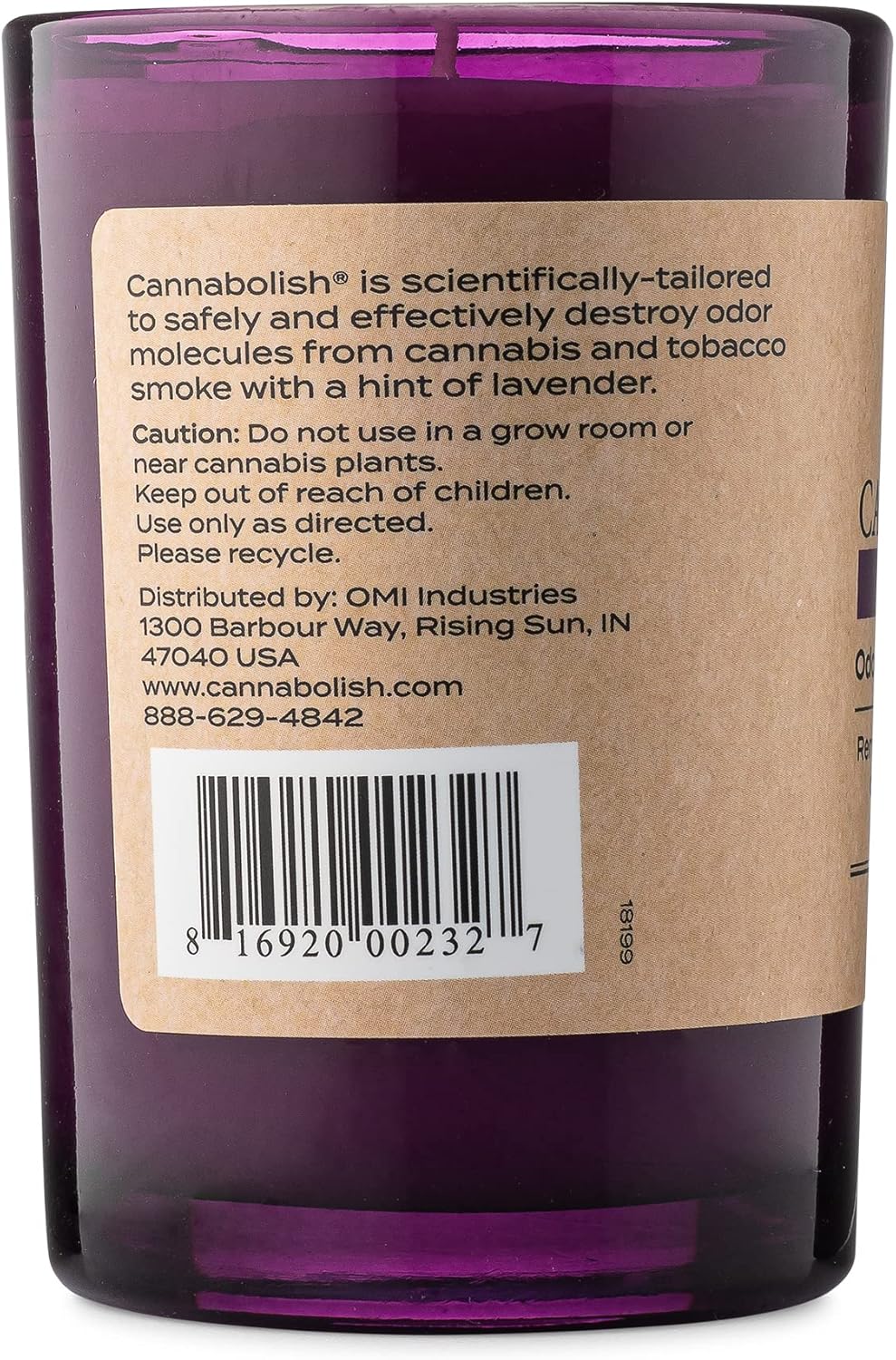 Cannabolish Vela eliminadora de olores de humo de lavanda, 7 onzas, ingredientes naturales