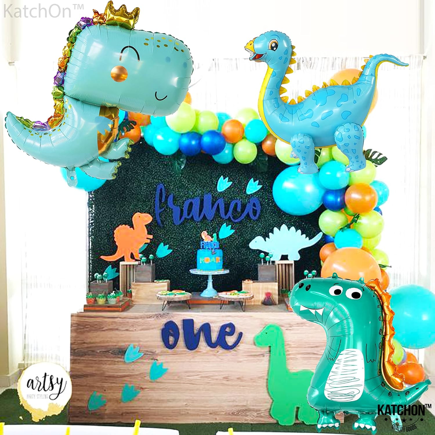 Katchon, Globos grandes de dinosaurio para fiesta de cumpleaños  Tres decoraciones de fiesta de cumpleaños Rex  Globos de dinosaurio bebé,