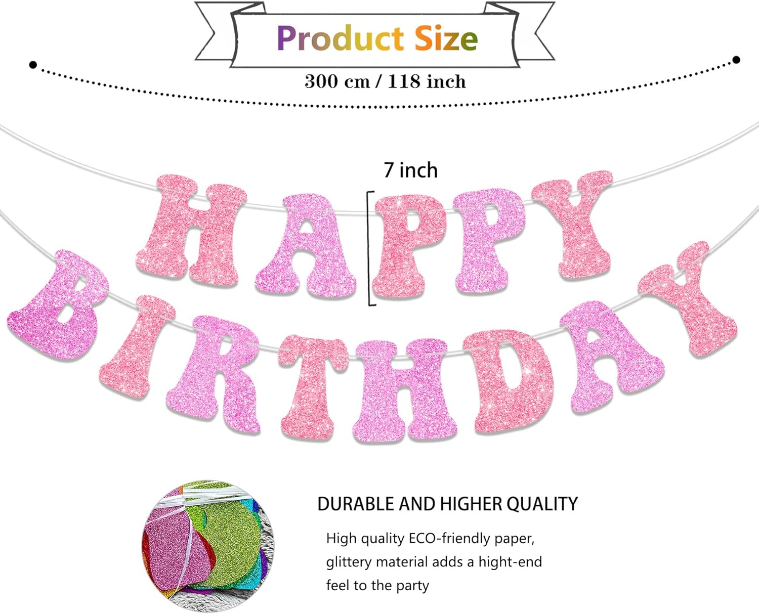 NANAGALI Cartel de feliz cumpleaños rosa morado preencordado