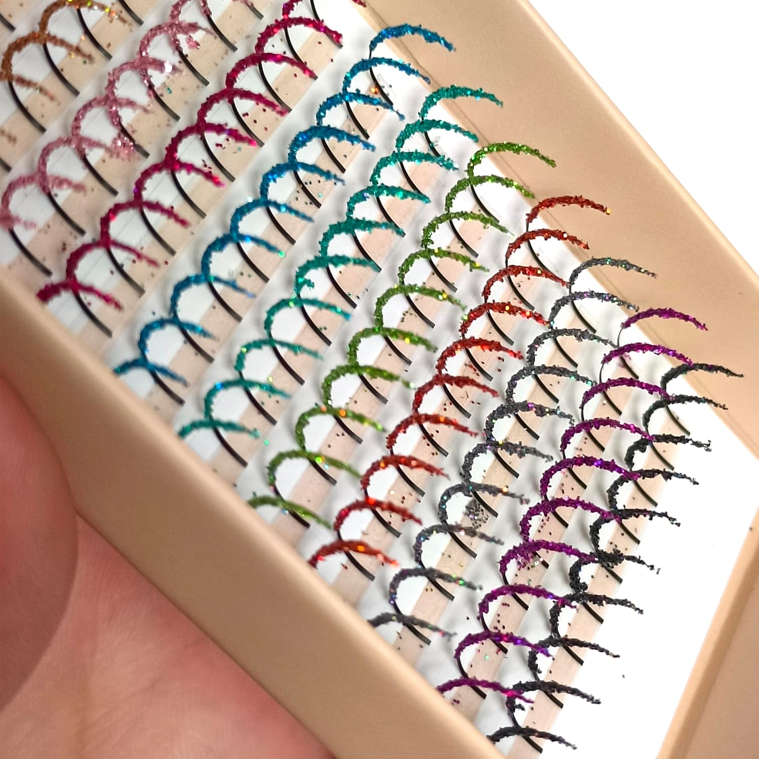 Extensiones de pestañas con purpurina láser, 12 colores, mezcla de puntas, suministros profesionales de 0.59 pulgadas, 0.20 D (mezcla de 12 colores)