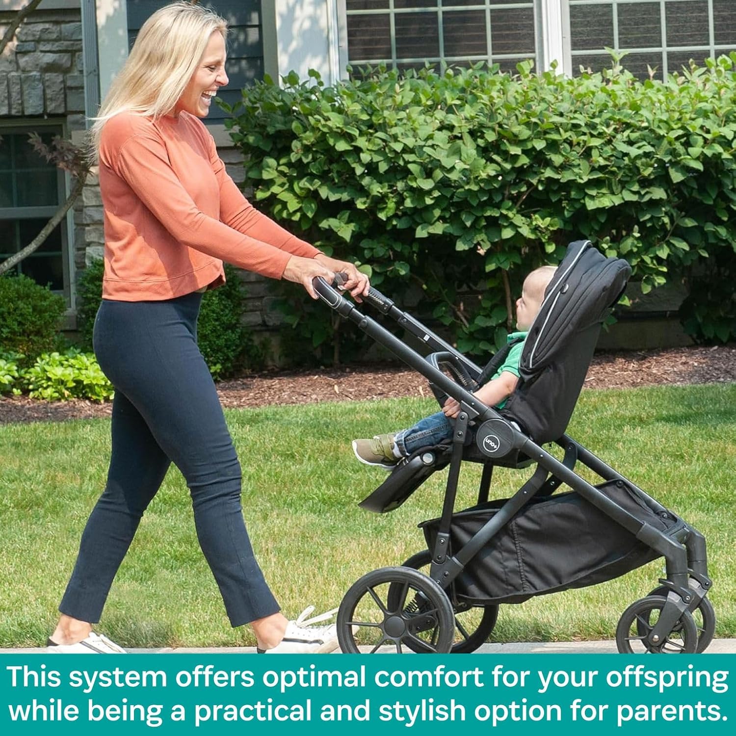 KidCo Uno+ – Cochecito convertible de lujo individual a doble para recién nacidos a niños pequeños, portátil y plegable, color negro Allegra