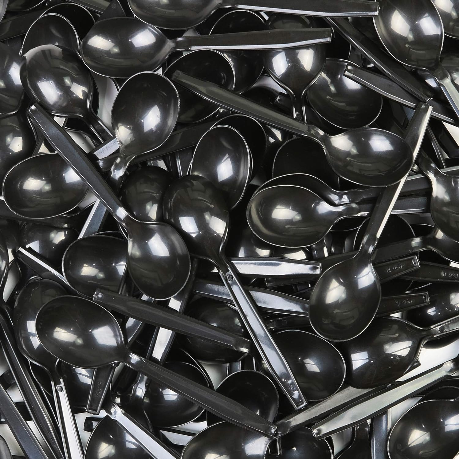 HeavyWeight – Cubiertos de plástico desechables (cucharas de sopa, color negro, 100)