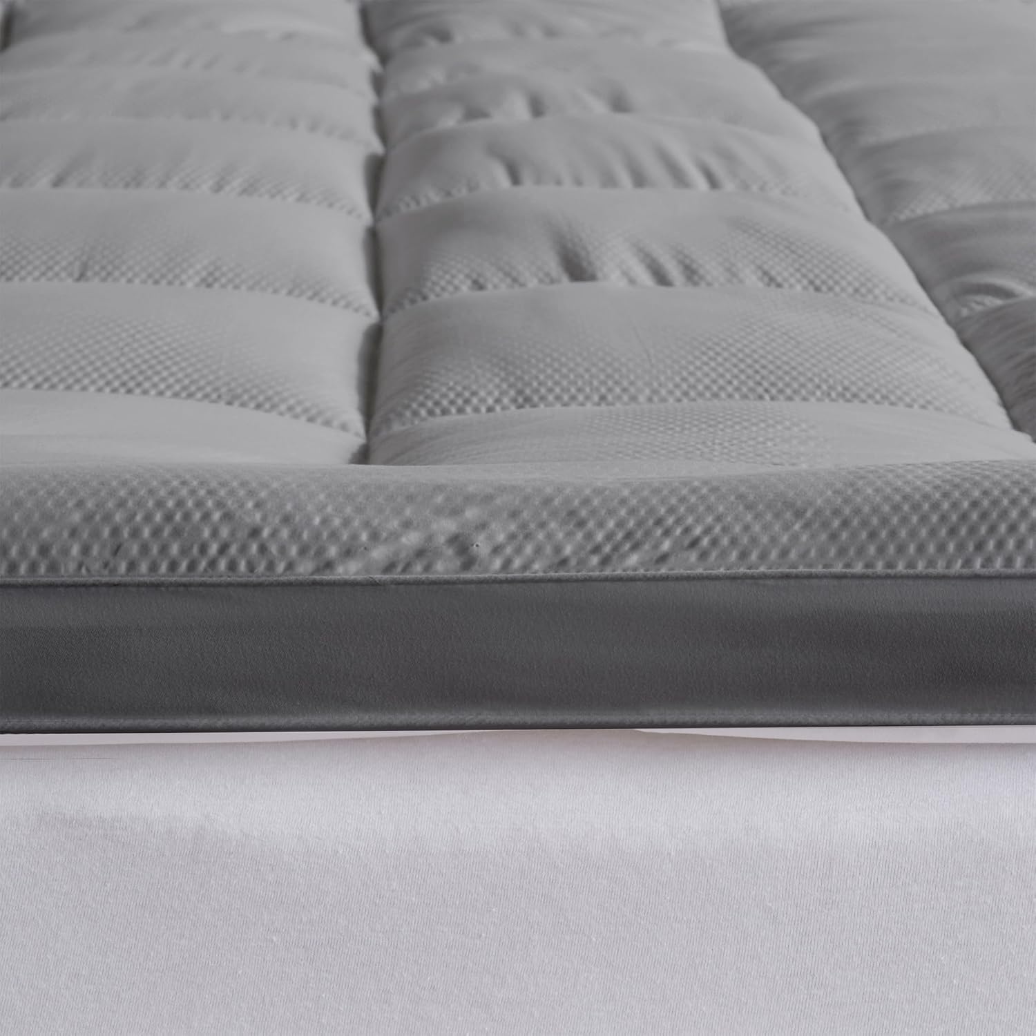 Restful Sleep – Cubrecolchón de fibra (tamaño matrimonial, gris claro)