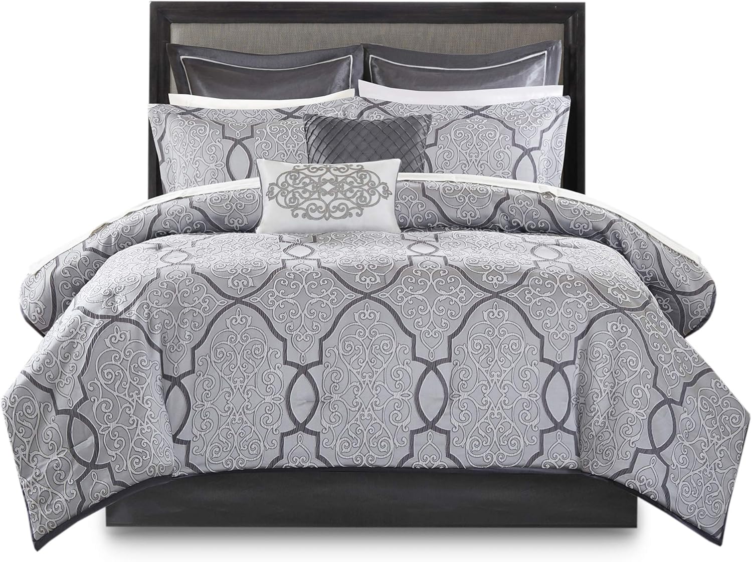 Madison Park – Cómodo edredón de cama en una bolsa, diseño tradicional de jacquard de lujo para todas las estaciones con juego de sábanas completo,