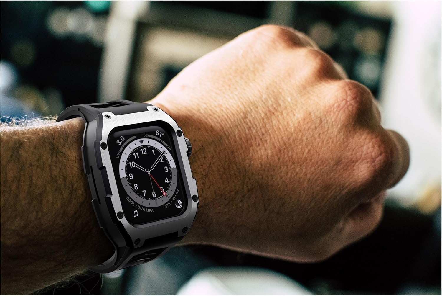 GELISHI Compatible con Apple Watch Band de 1.772 pulgadas (1.772 in), carcasa resistente de metal inoxidable con correa militar a prueba de golpes