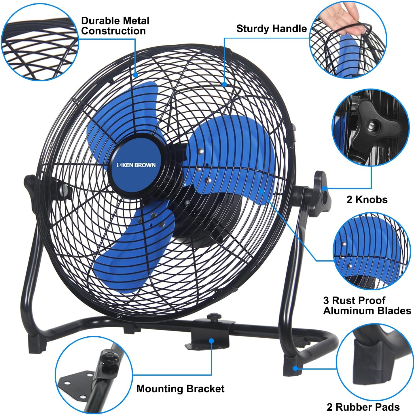 KEN BROWN Ventilador de piso inalámbrico recargable 3 en 1 de 15000 mAh de 12 pulgadas, ventilador de piso inalámbrico recargable 3 en 1, ventilador