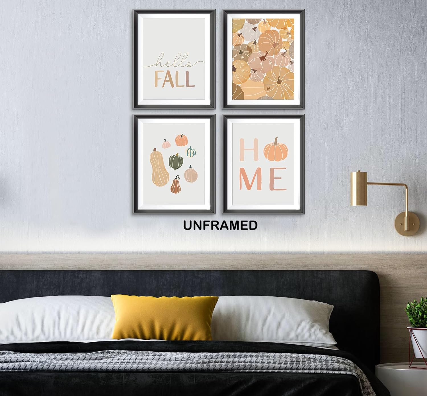 Póster rústico vintage de Hello Fall Pumpkin Harvest Home para el hogar, granja, cocina, sala de estar, decoración temática de otoño, impresiones de