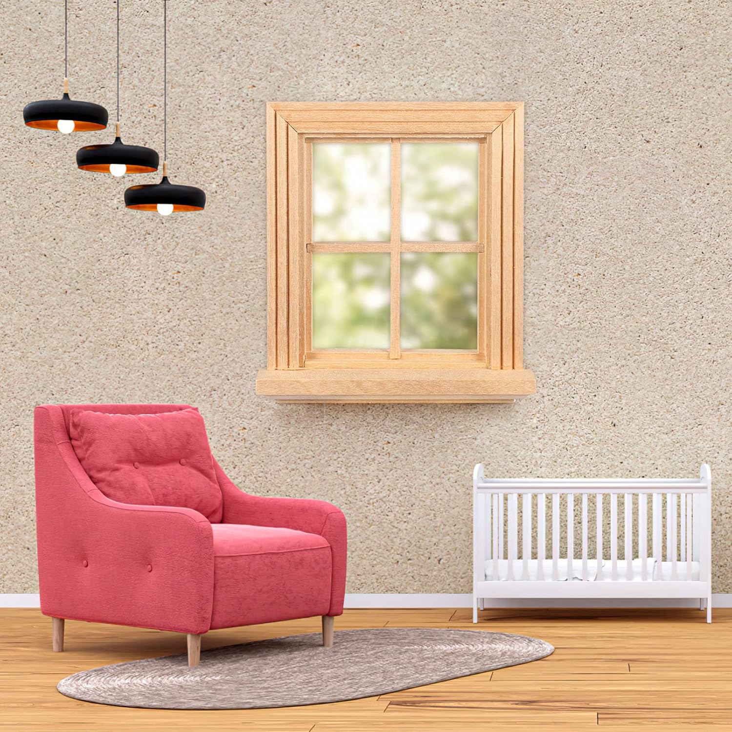 Toyvian Muebles de casa de muñecas Mini marco de ventana Modelo Pequeño marco de ventana de madera Muebles en miniatura Muñeca Mini ventana
