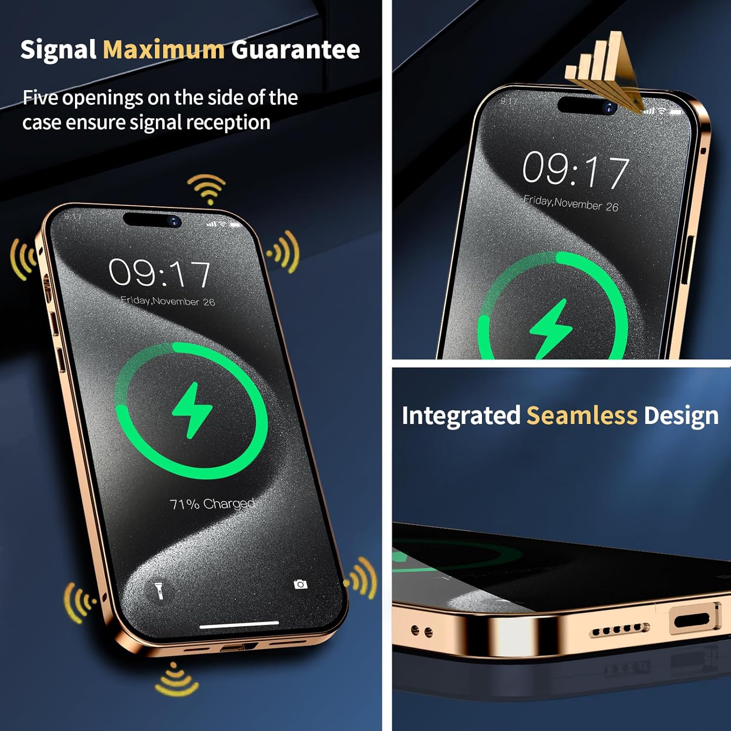 Funda magnética de privacidad para iPhone 15 Pro con anillo de metal CD y bloqueo desplegable automático compatible con MagSafe protección de lente