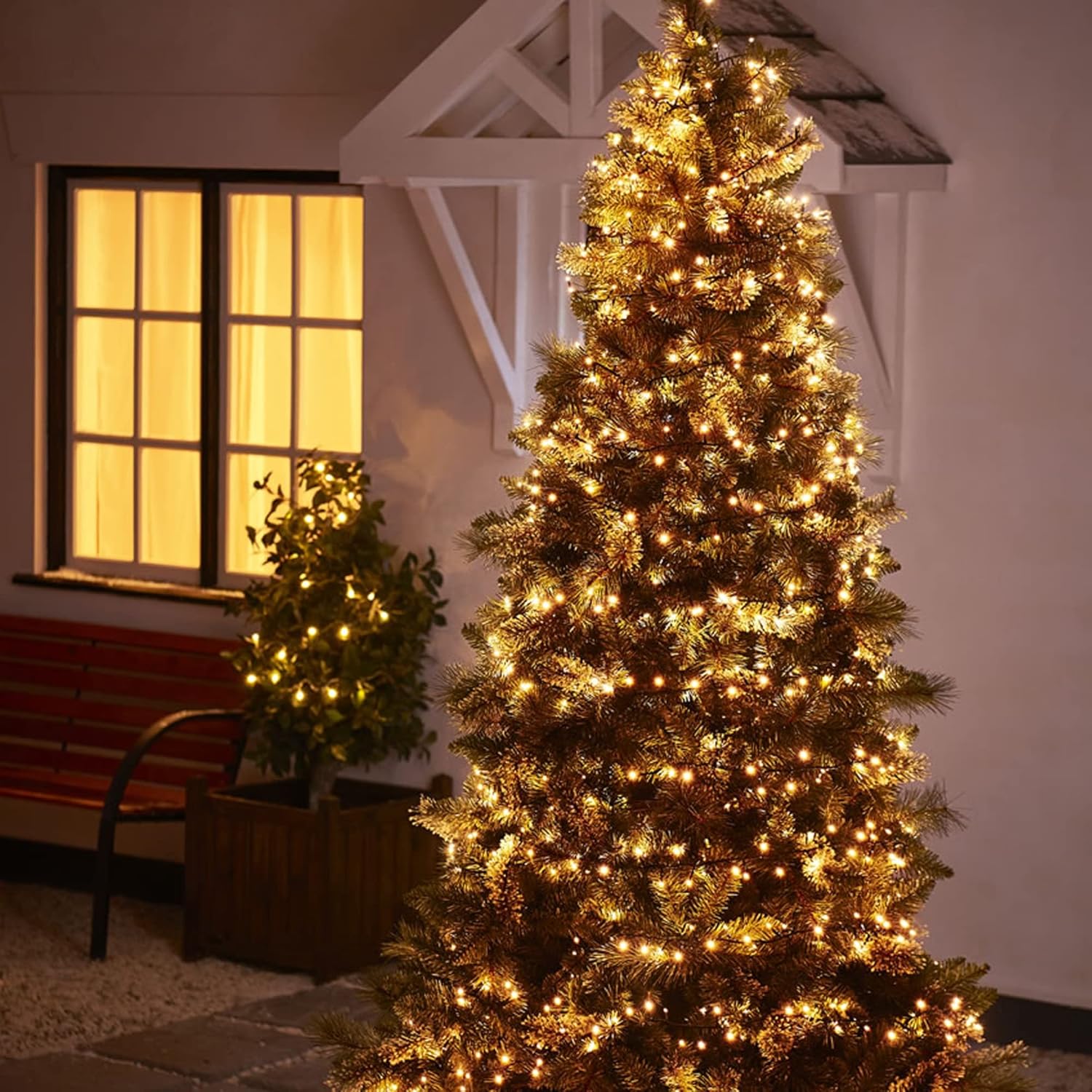 Dazzle Bright – Guirnalda de 300 luces LED para Navidad de 100 pies con 8 modos, conectables, impermeables, cable verde, decoraciones para