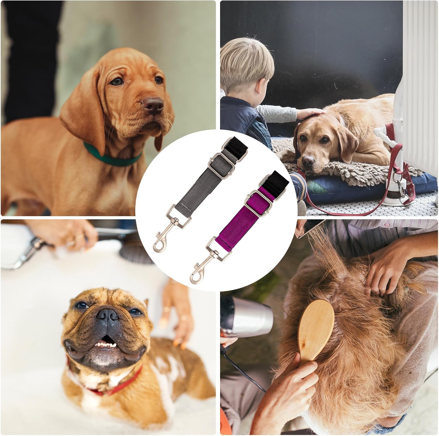 2 correas extensoras de aseo para perros, correa de nailon para aseo de perros, extensión de bucle de aseo resistente, correas ajustables para aseo