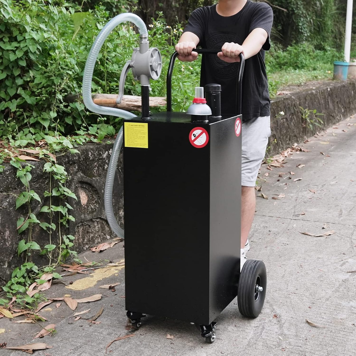 MERXENG Carrito de gas de 40 galones con bomba, tanque de almacenamiento de combustible portátil, lata grande de gasolina diésel para barco, ATV,