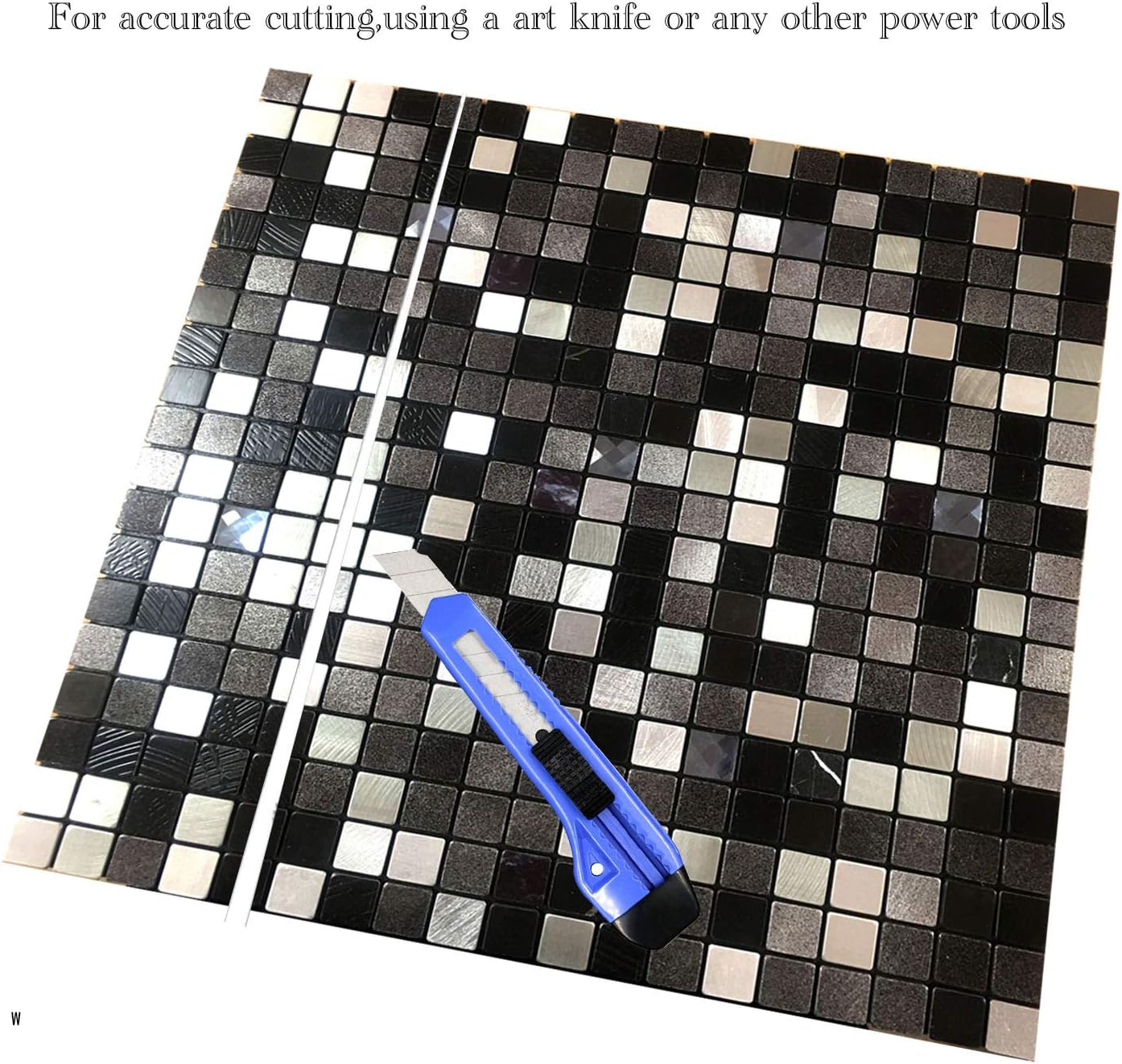 10 hojas autoadhesivas de mosaico de aluminio para despegar y pegar, azulejos de metal 3D para pared contra salpicaduras para cocina y baño (12 x 12