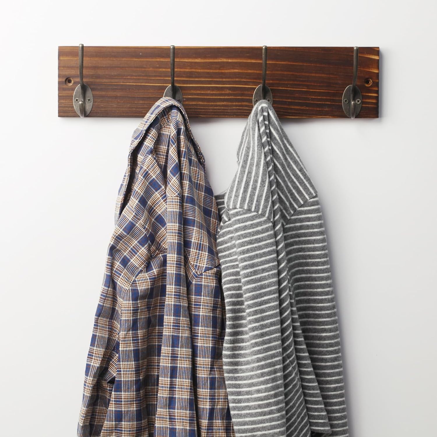 Perchero de madera para colgar en la pared, resistente, para colgar en la pared, con 4 ganchos, para colgar en la pared, para la entrada, sombreros,
