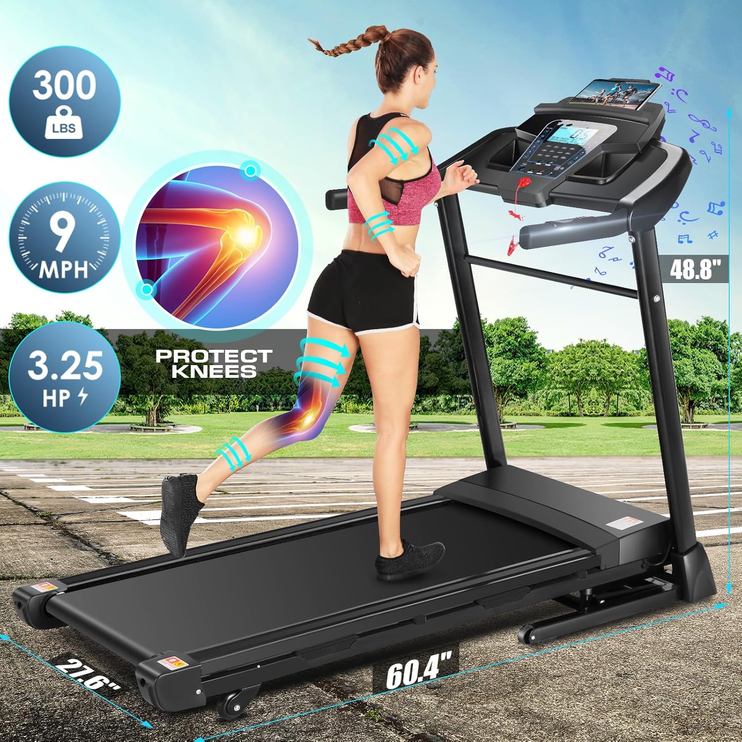 ANCHEER Treadmill with AUTO Incline Foldable Treadmills for Home Smart APP Control Running Machines with Bluetooth Speaker, 3.25HP Folding Treadmill