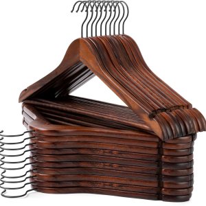 JS HOME Paquete de 20 perchas de madera resistente con acabado extra suave, muescas cortadas con precisión y gancho giratorio negro de 360 grados, JS HOME Paquete de 20 perchas de madera resistente con acabado extra suave, muescas cortadas con precisión y gancho giratorio negro de 360 grados,