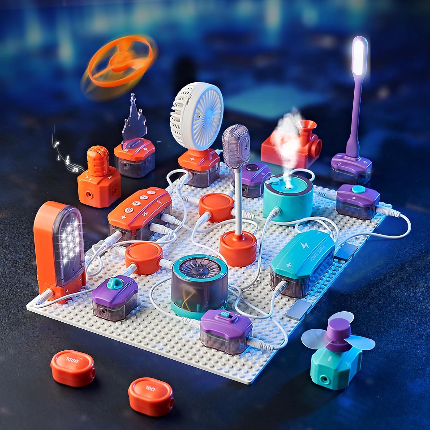 VATOS Circuito científico para niños, kit de exploración electrónica de bricolaje de 53 piezas con más de 150 proyectos, kit de placa de circuito de