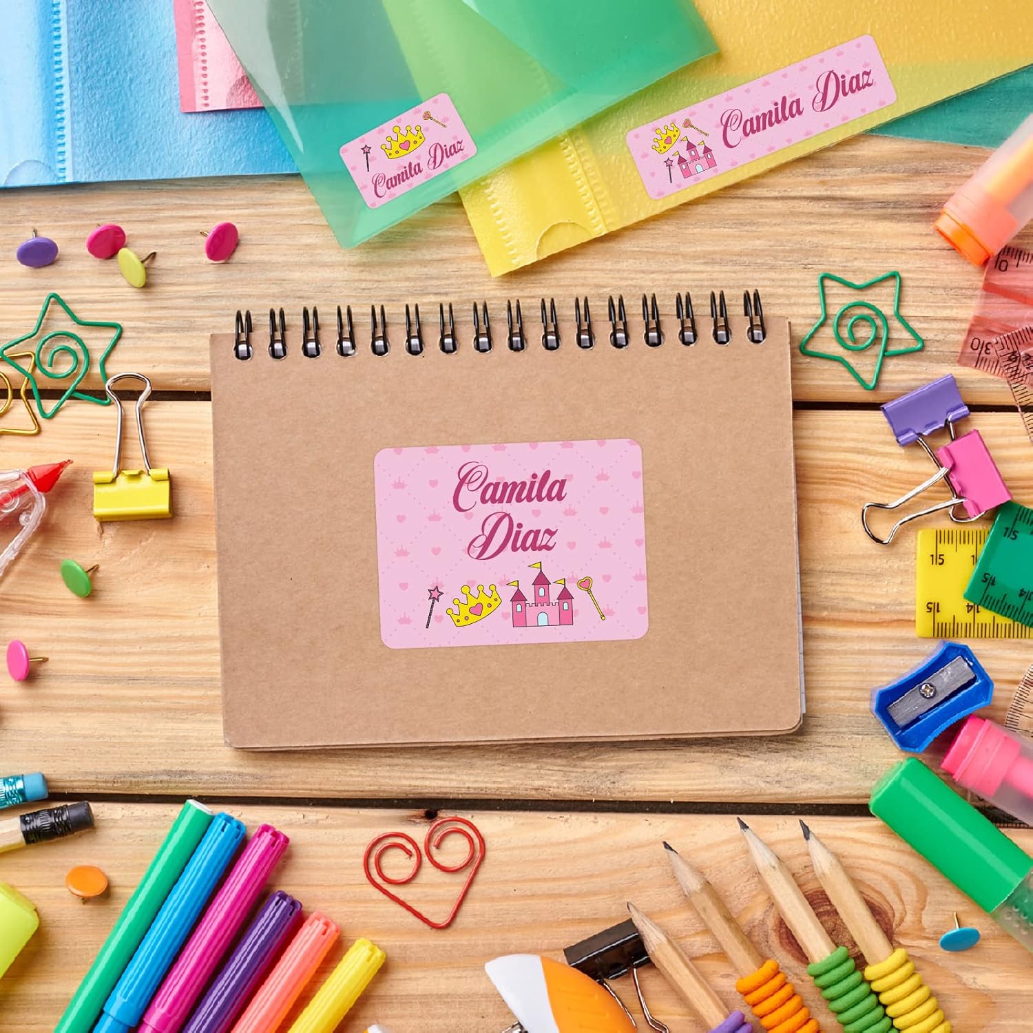 96 etiquetas adhesivas de nombre personalizables para niños, etiquetas de nombre de vinilo de alta calidad, perfectas para botellas de agua,