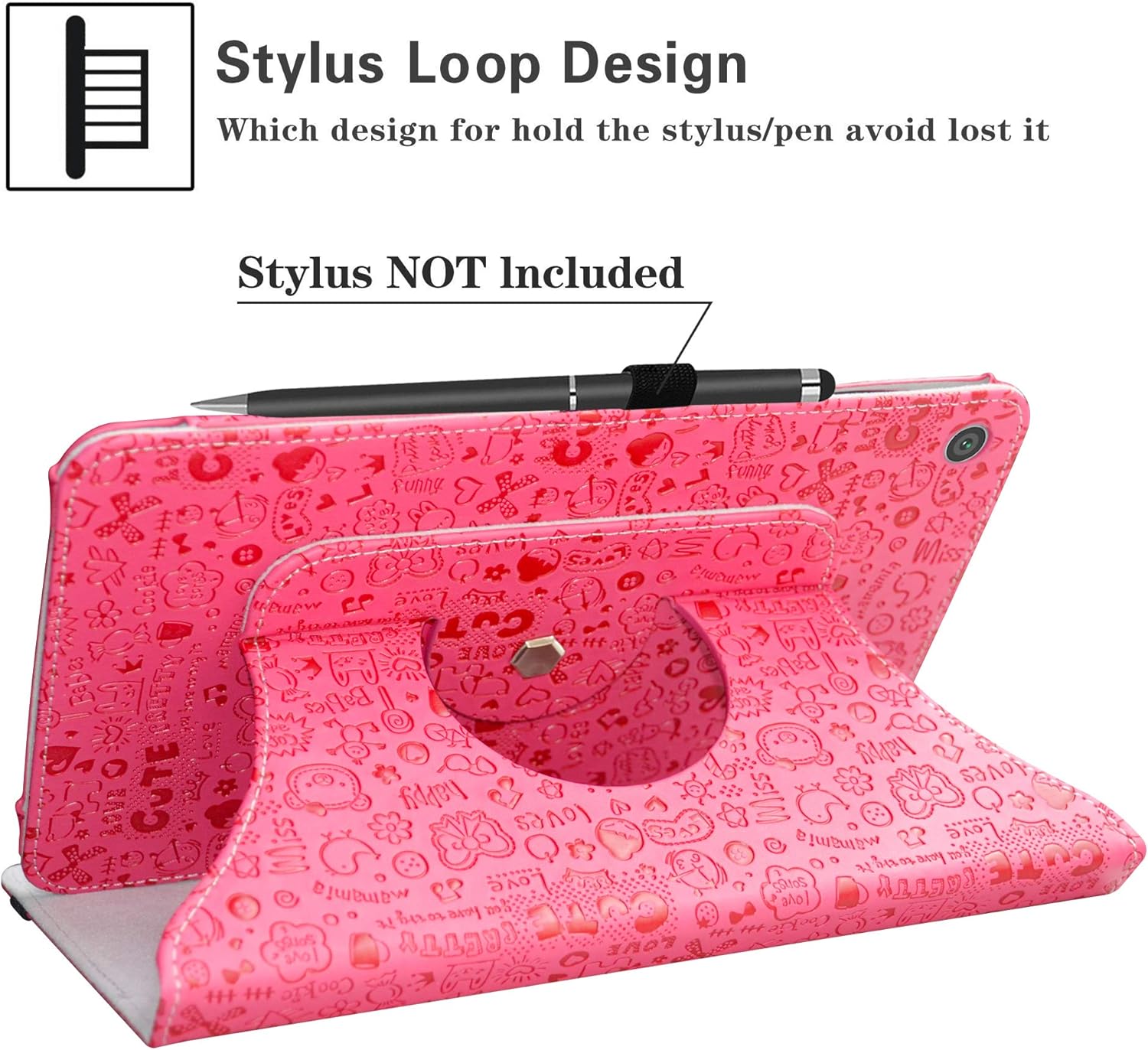 Funda giratoria compatible con LG G Pad 5, soporte de rotación de 360 grados, piel sintética con bonito patrón para tablet LG G Pad 5 10.1 T600 de