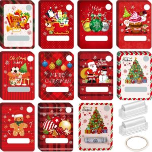 120 unidades de dinero en efectivo de Navidad para regalo en efectivo, bolsa de plástico transparente con cinta de doble cara para Navidad, 120 unidades de dinero en efectivo de Navidad para regalo en efectivo, bolsa de plástico transparente con cinta de doble cara para Navidad,