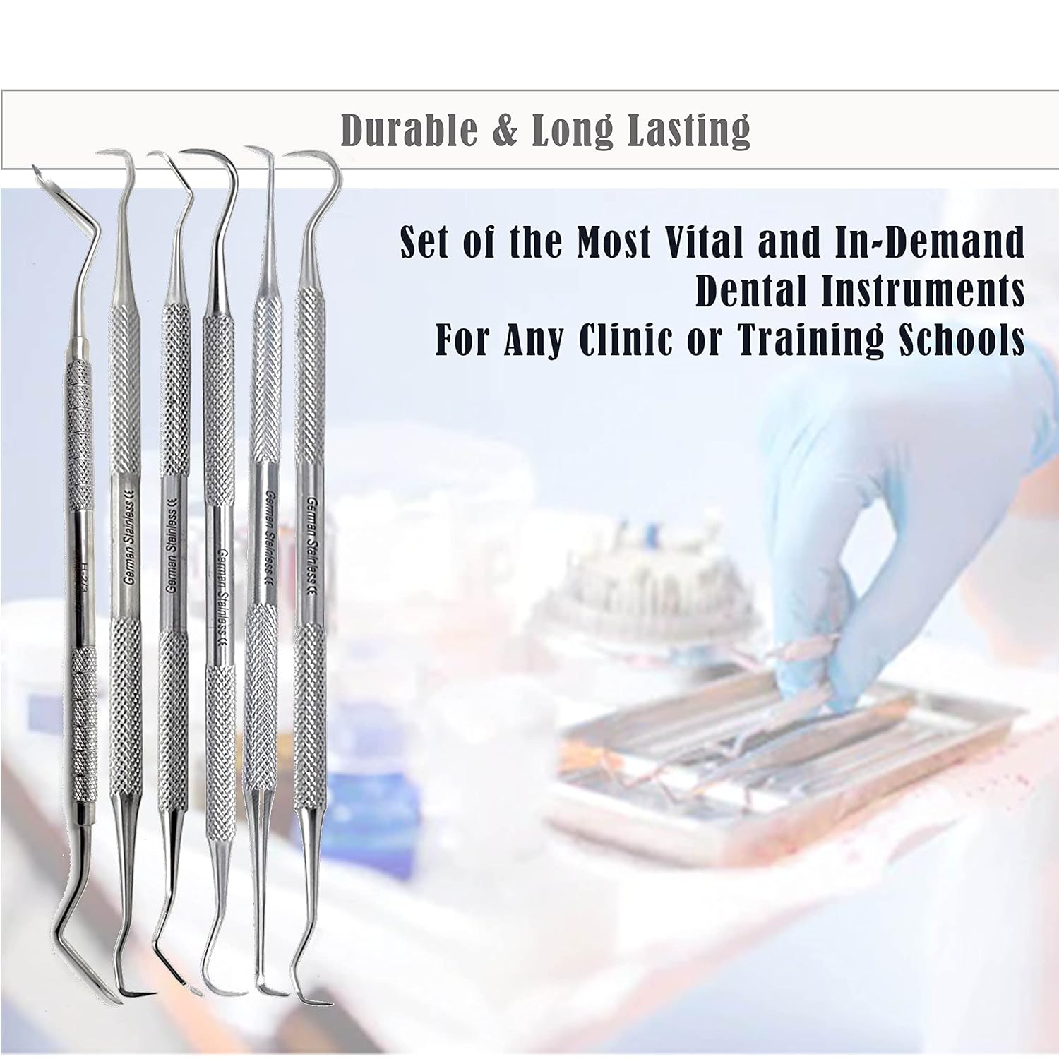 Herramientas dentales profesionales, kit de cuidado bucal, kit de higiene dental de acero inoxidable con raspador de dientes, pinzas para sarro,