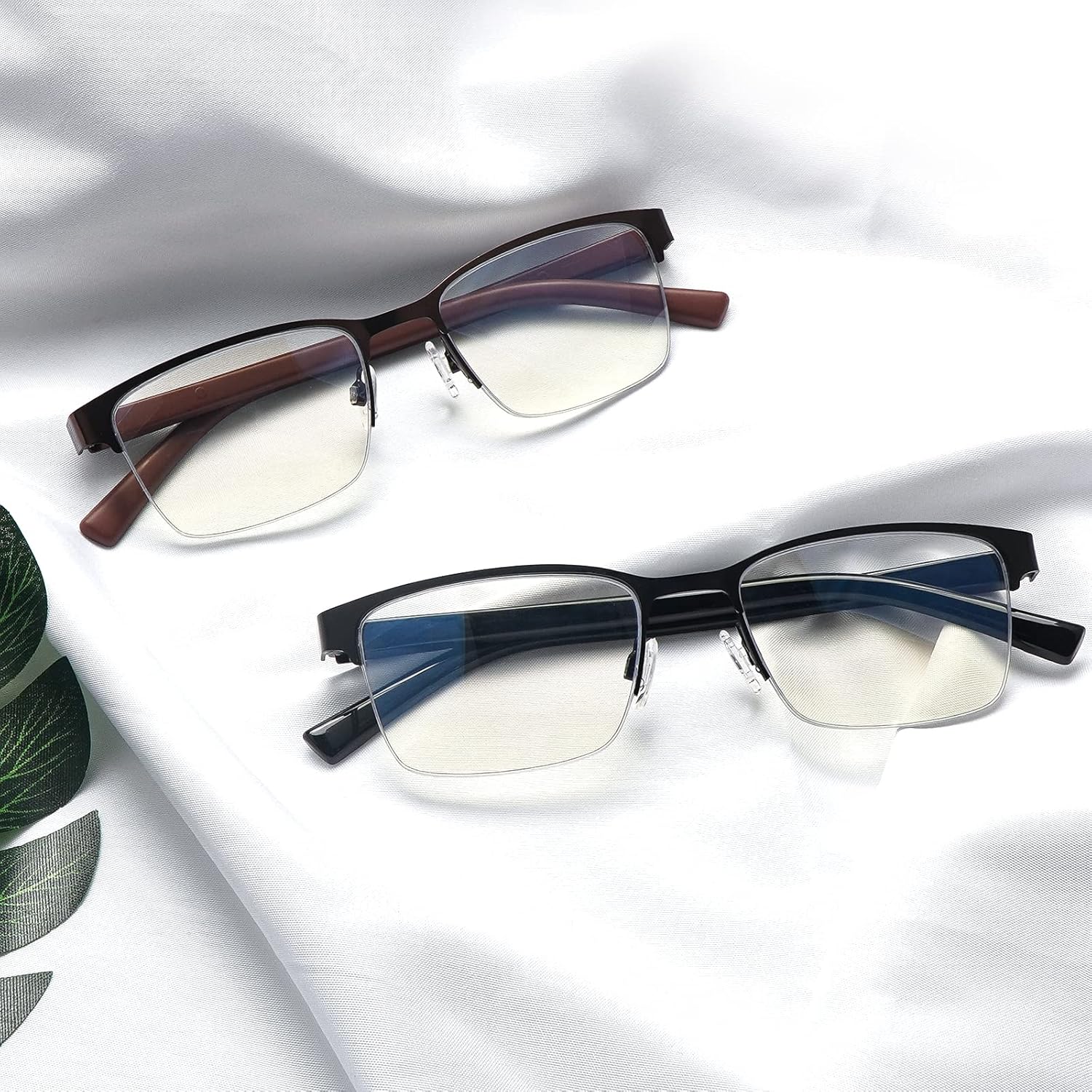 MAEOWN Gafas de lectura multifocales progresivas para hombre, bloqueo de luz azul, bisagra de resorte, lentes para computadora, marco de medio metal