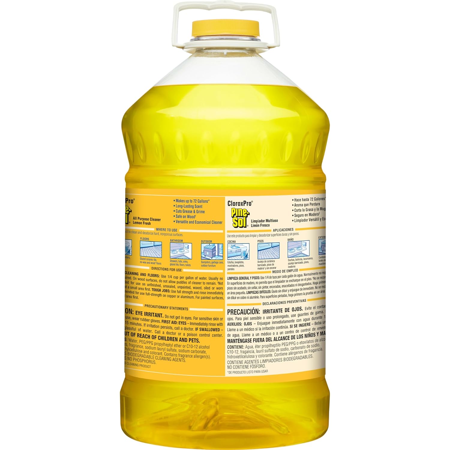 Clorox Pro Pine-Sol Limpiador multiusos, limón fresco, 144 onzas (el paquete puede variar)