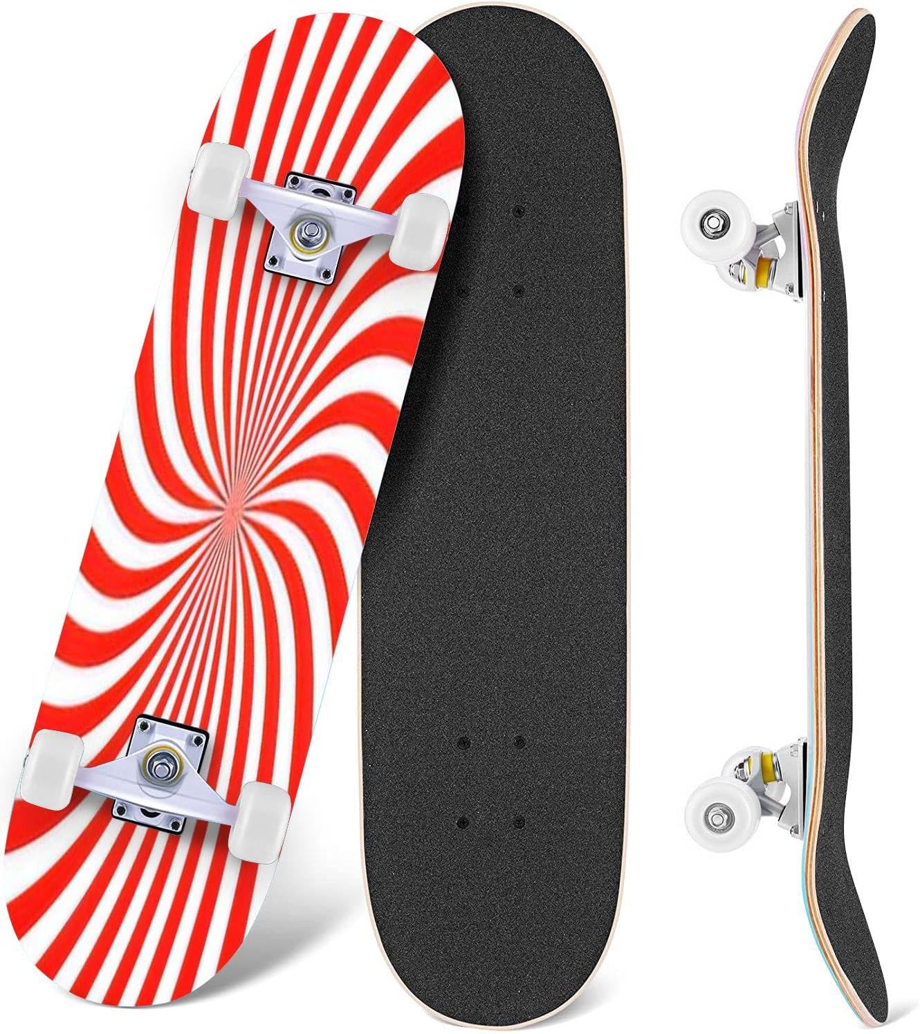 Patinetas sin costuras para principiantes, 31 x 8 pulgadas, de arce, doble patada, cóncavas, monopatines completos al aire libre para adultos,