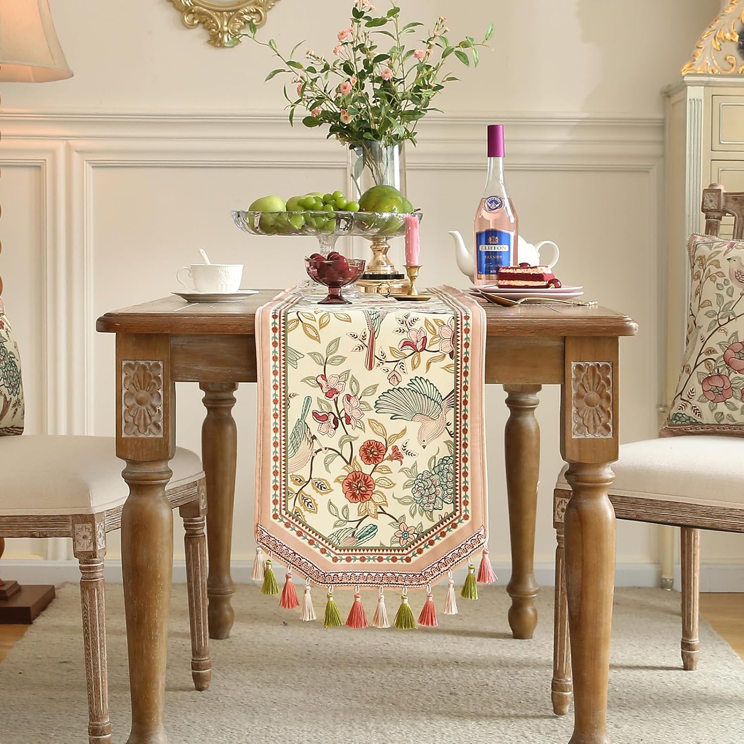 Camino de mesa francés de terciopelo para el hogar, cocina, comedor, decoración, fiestas, cenas familiares, bodas, 12 x 87 pulgadas