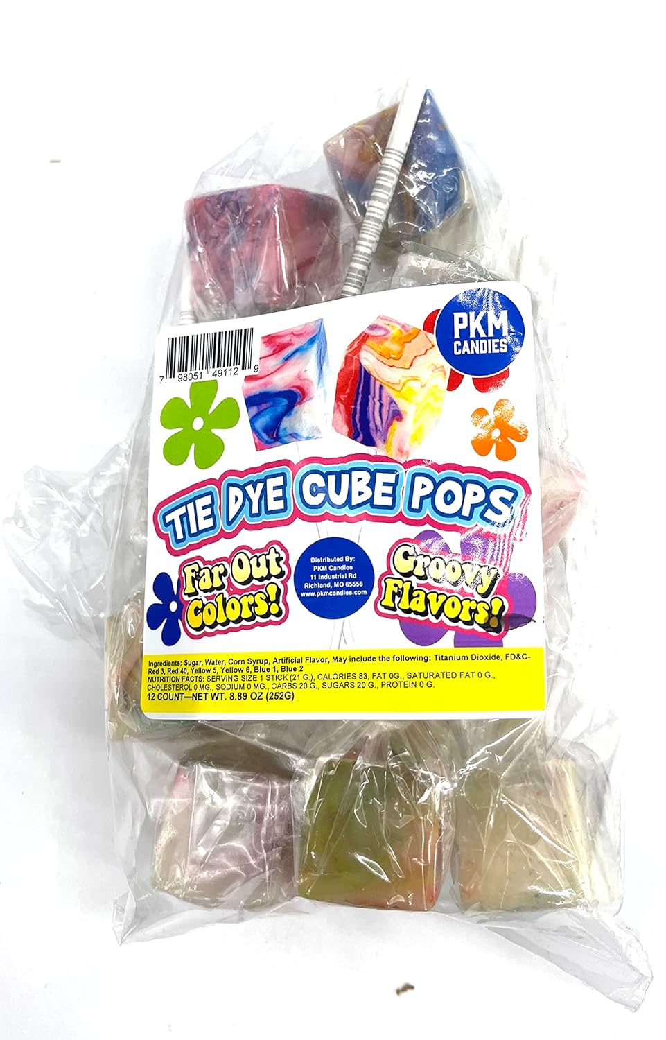 PKM Candies – Paquete de 12 chupones cuadrados cuadrados de moda antigua paquete de ventosas con sabor envuelto individualmente por Espeez – Party