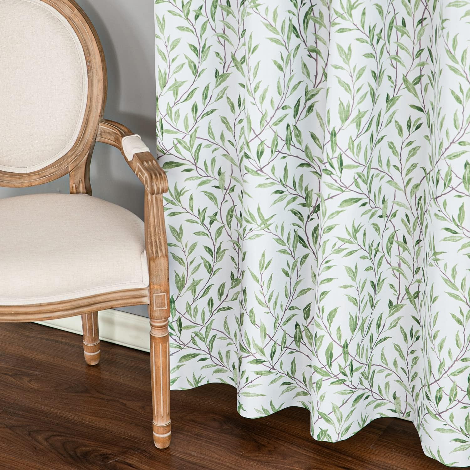 Leeva Cortinas 80% opacas para oscurecer la habitación, estampado de hojas con textura suave en cortinas de tela gruesa de doble capa para sala de