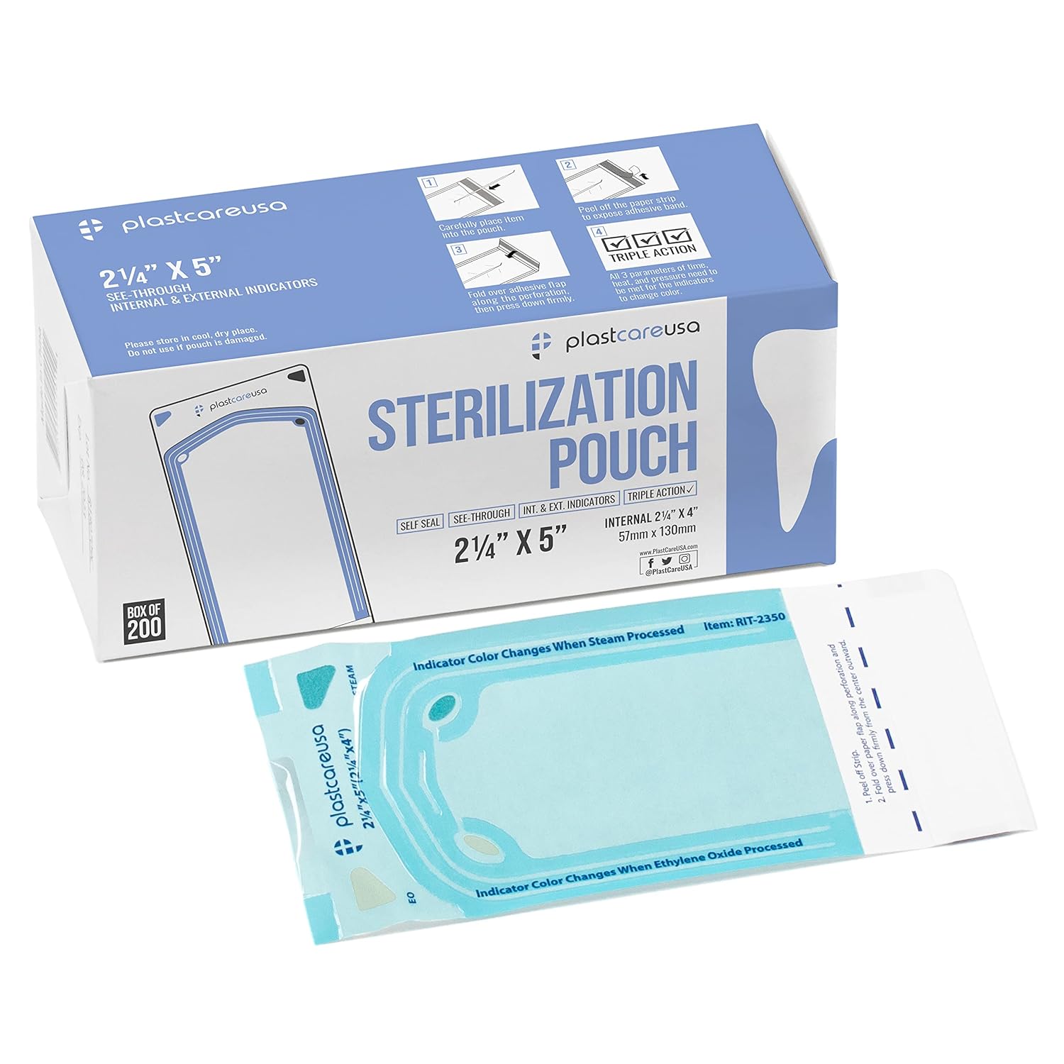 1000 bolsas de autoclave de esterilización de 2.25 x 4 pulgadas para herramientas de limpieza, bolsas esterilizadoras para consultorios dentales,