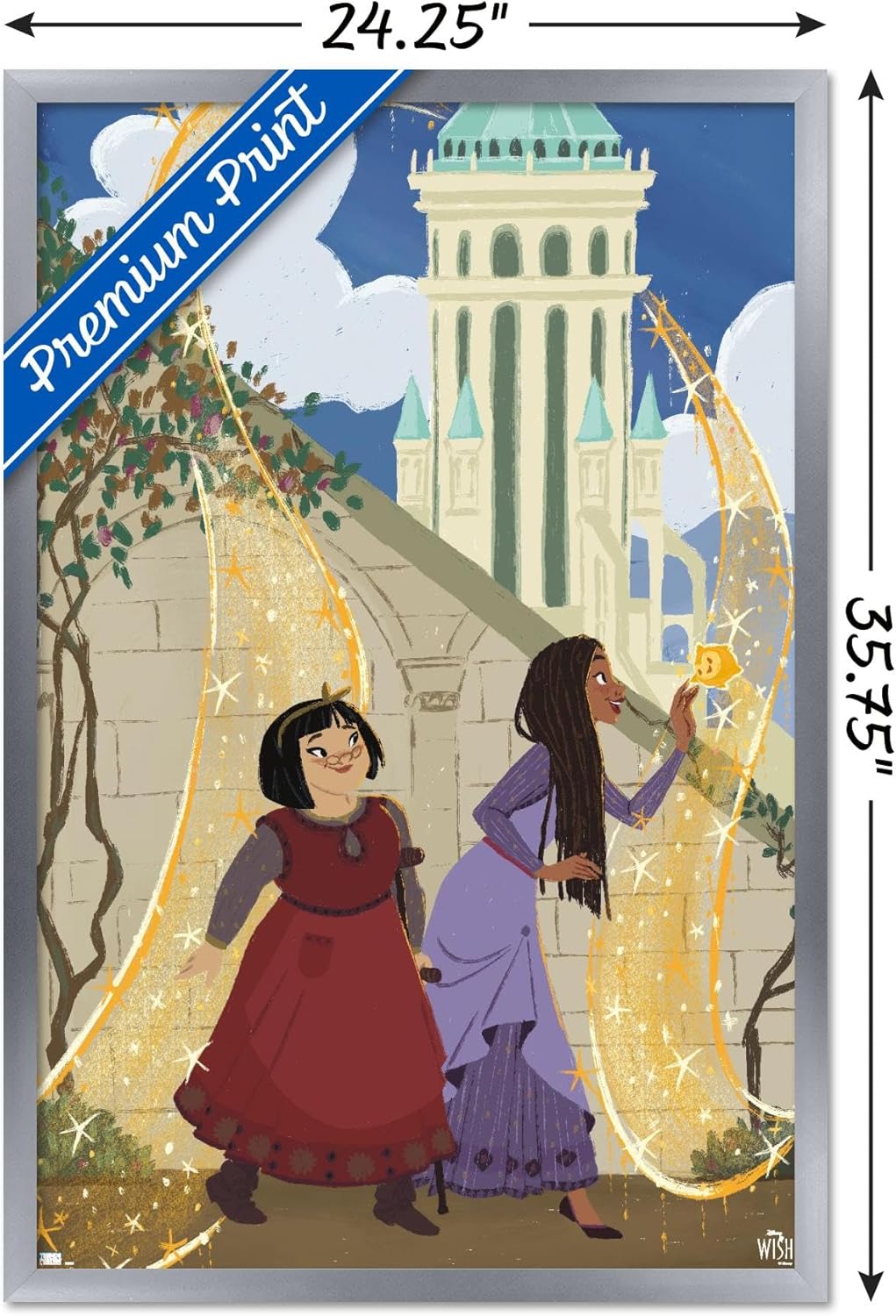 Trends International Disney Wish – Póster de collage de 3 (amigos), póster de pared, 22.37 x 34.00 pulgadas, versión enmarcada plateada