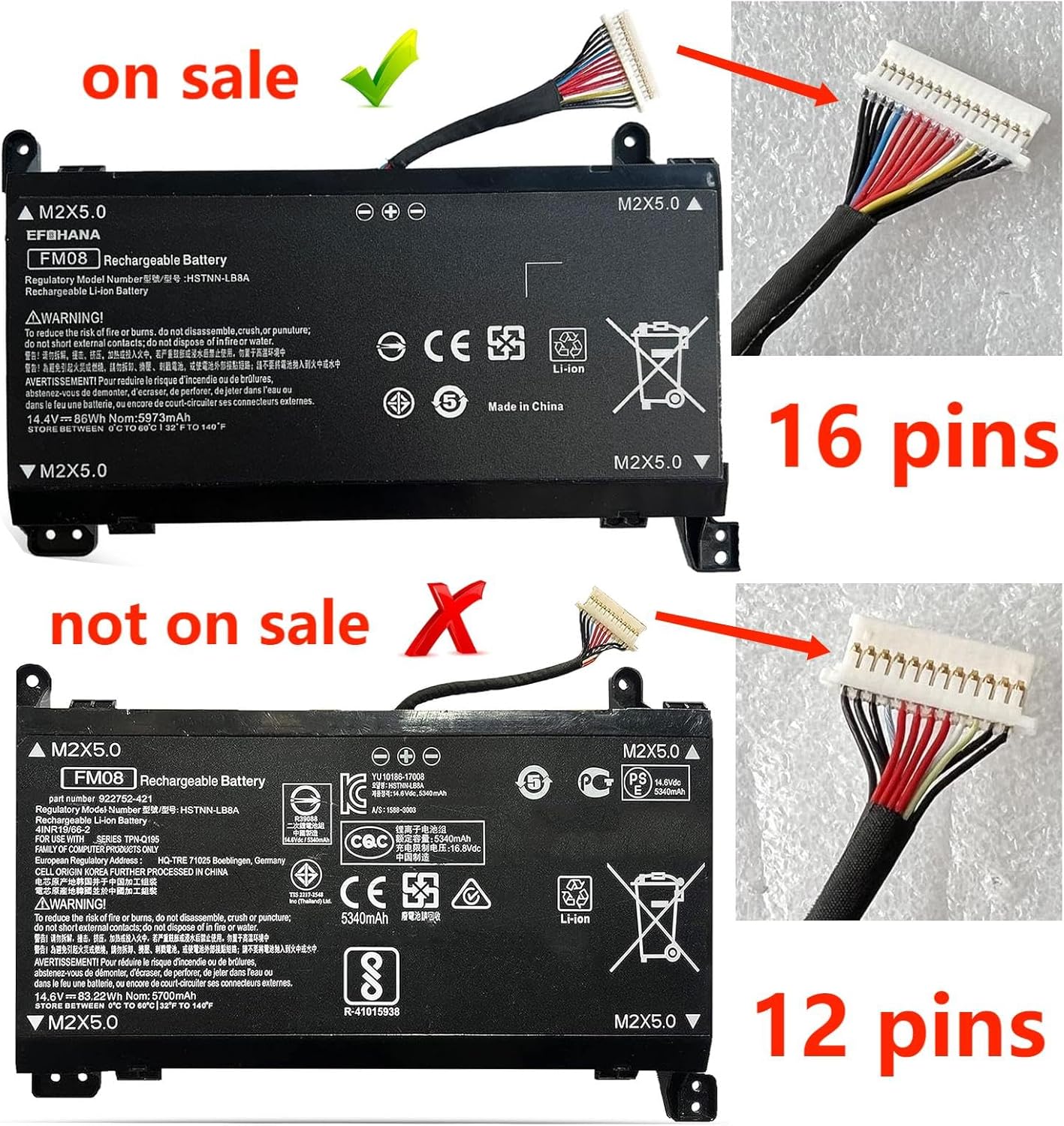 FM08 HSTNN-LB8B – Batería de repuesto para laptop HP Omen 17-AN013TX 17-AN014TX 17-AN014NG 17-an008ur Series TPN-Q195 922752-421 922753-421