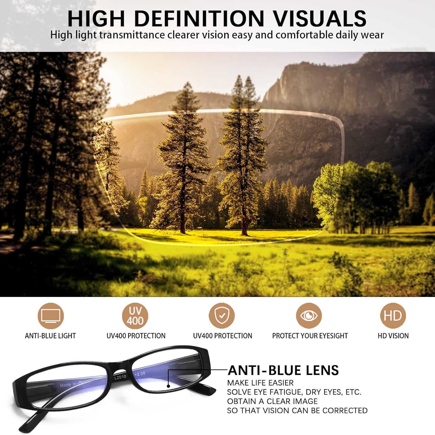 Paquete de 5 lentes de lectura con bloqueo de luz azul para mujer, bisagras de resorte a la moda, para lectura frente a la computadora, antirrayos