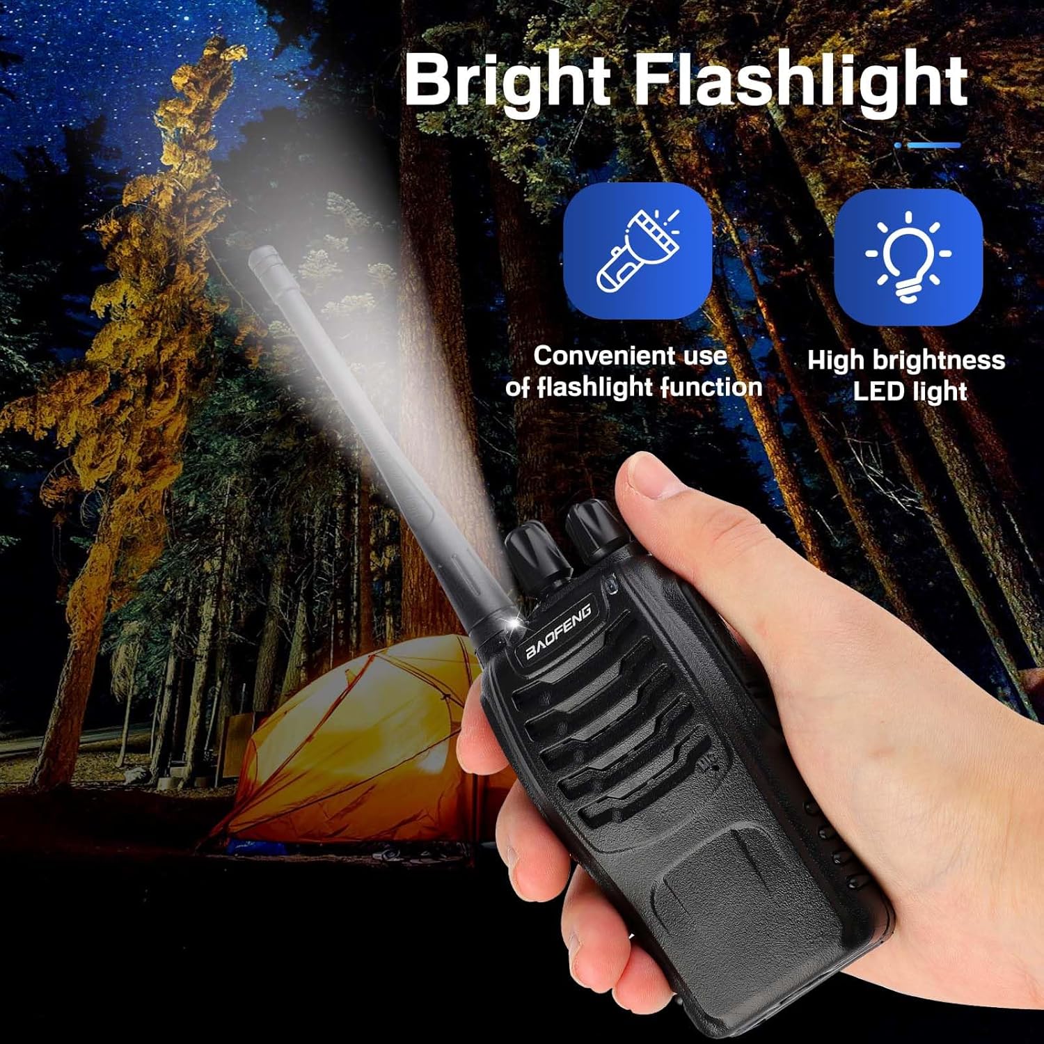 Baofeng Walkie Talkies 888S recargable de largo alcance con auriculares para adultos, radio profesional de 16 canales, radios bidireccionales de