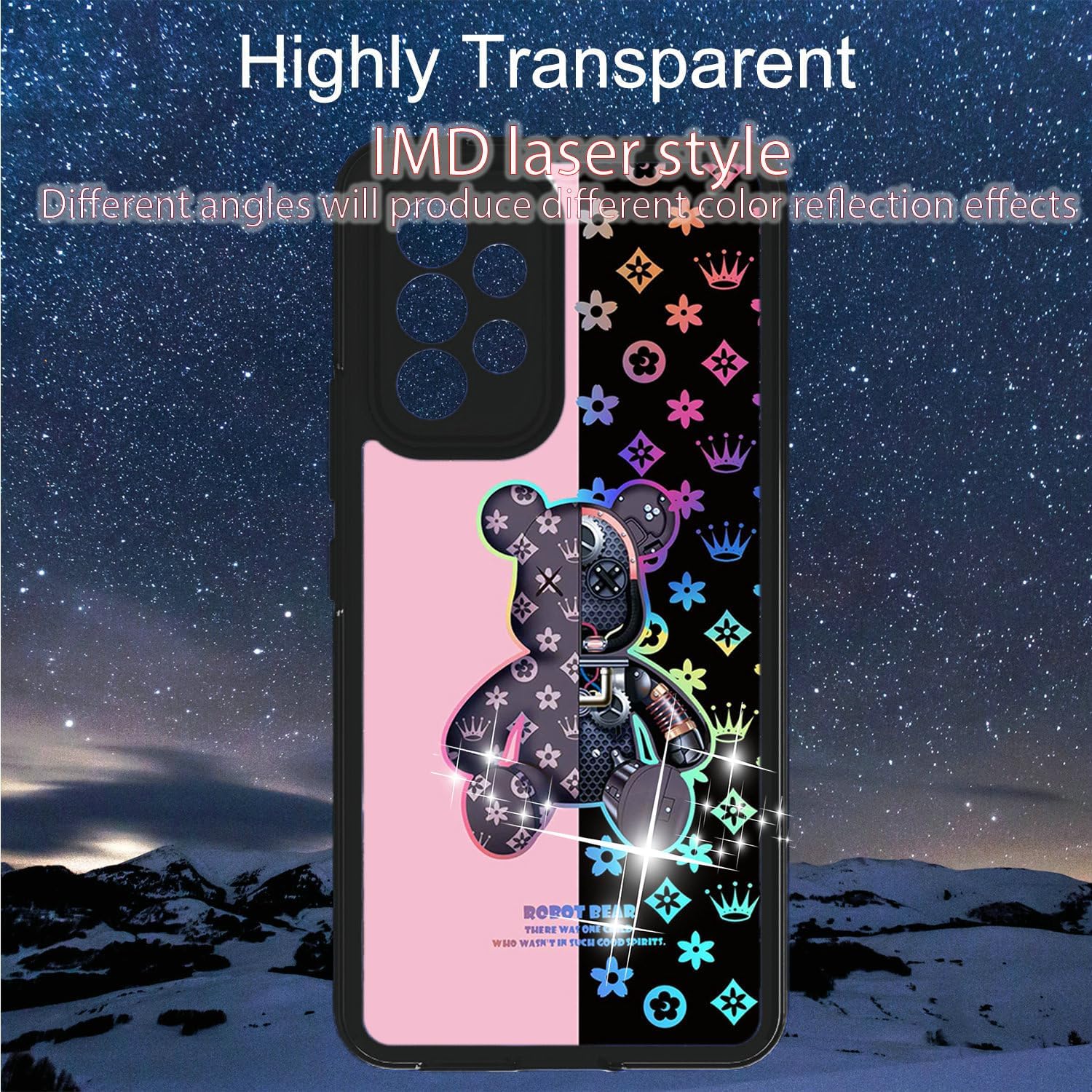 Funda para Galaxy A03S compatible con Samsung A03S S134dl con protector de pantalla de vidrio templado PC duro + silicona suave luz reflectante