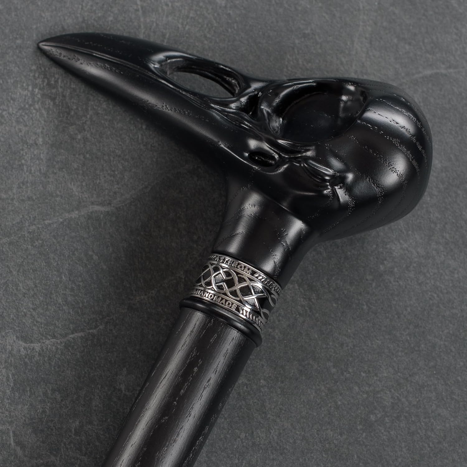 Cool Plague Doctor Cane – Elegante bastón steampunk para hombres y mujeres – Bastón negro tallado con calavera de cuervo