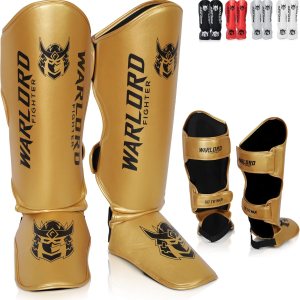 WARLORD Espinilleras Pro Muay Thai para hombre, equipo de MMA, espinilleras de kickboxing, equipo de entrenamiento de MMA, almohadillas de Muay WARLORD Espinilleras Pro Muay Thai para hombre, equipo de MMA, espinilleras de kickboxing, equipo de entrenamiento de MMA, almohadillas de Muay