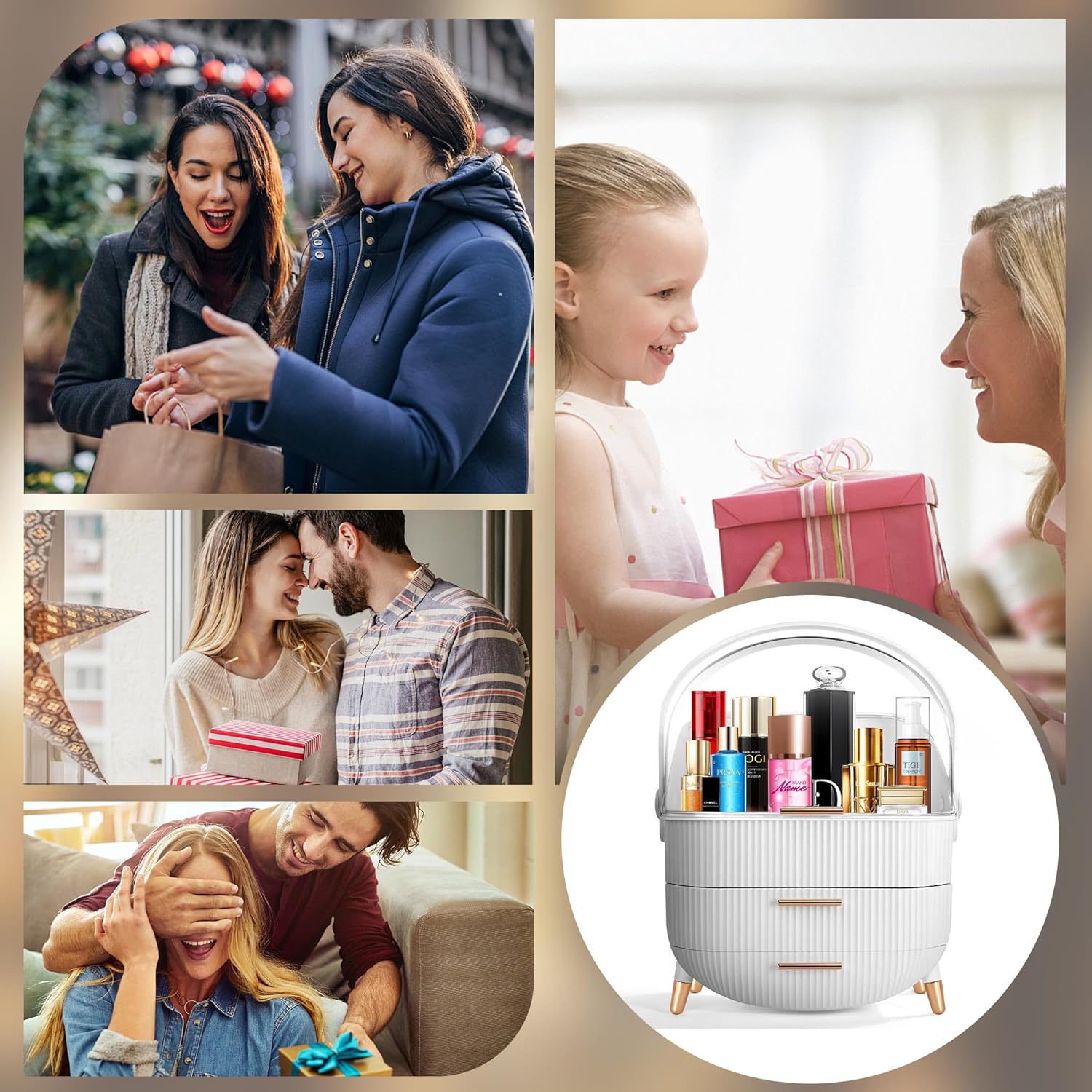 NLZFK Organizador de maquillaje para tocador, fabuloso organizador de cuidado de la piel, apto para baño, sala de estar, encimera de dormitorio,