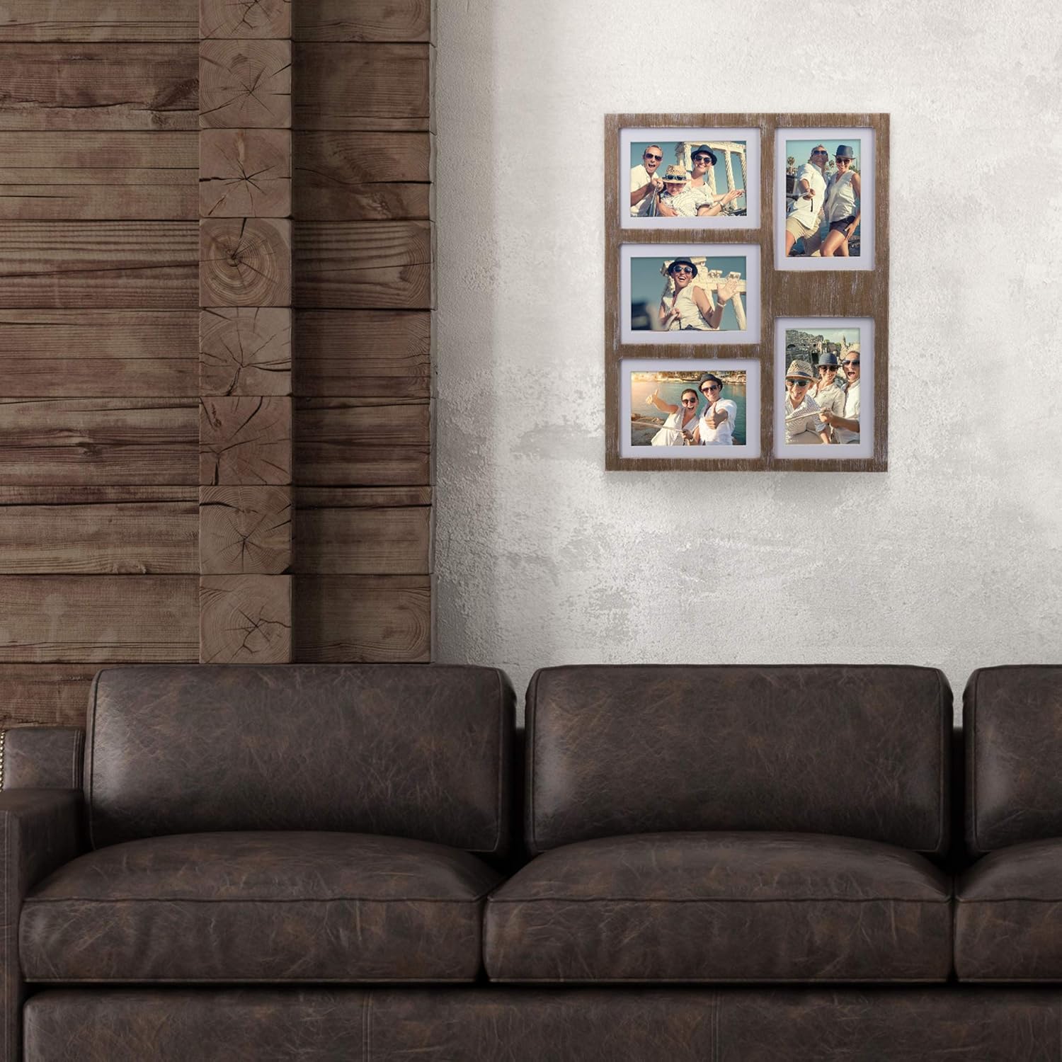 Great Lakes Memories GLM – Marcos de fotos de collage de 4 x 6 o 5 x 7 pulgadas para pared, capacidad para 5 fotos con vidrio y paspartú, collage de