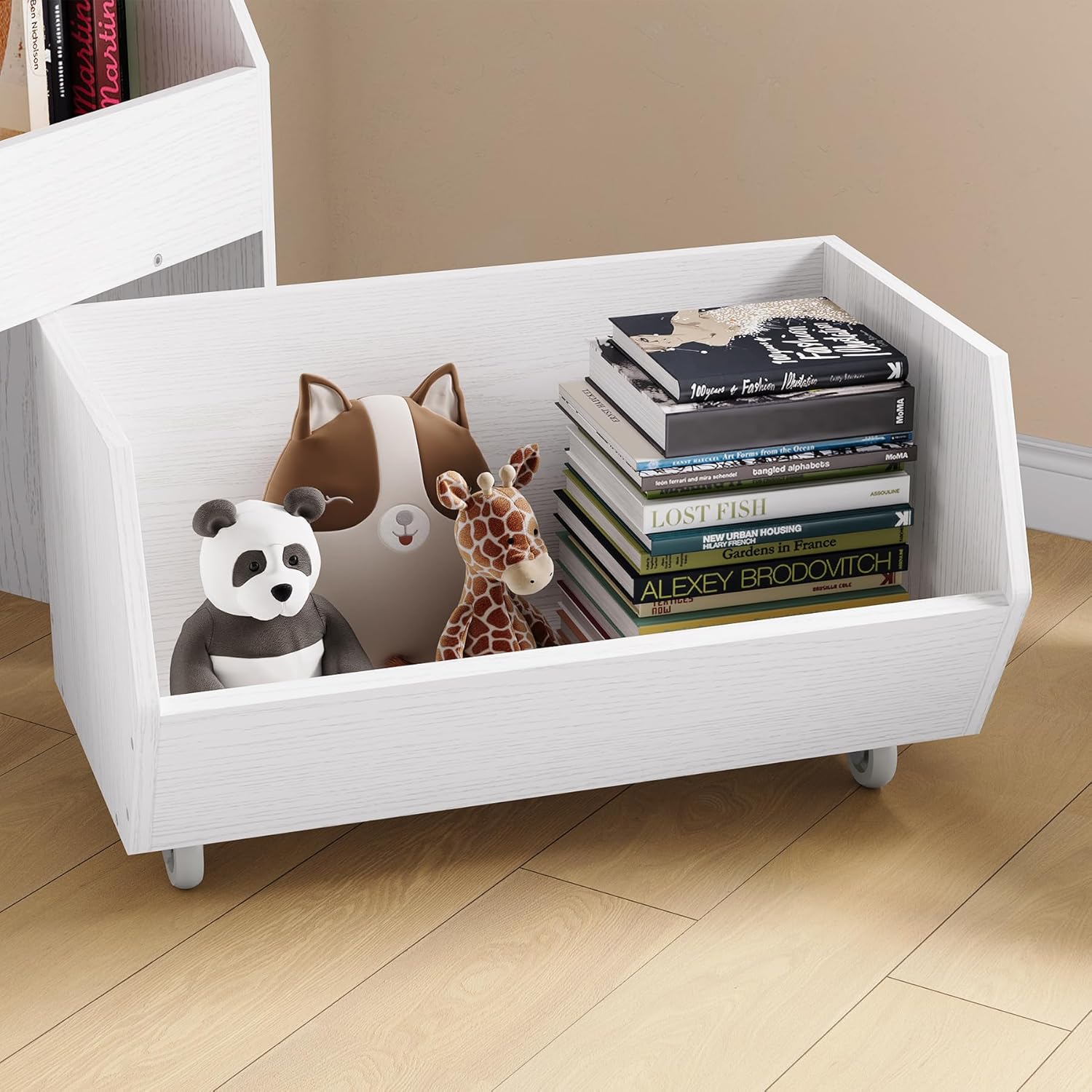 Almacenamiento y organizador de juguetes para niños, niños y niñas, estantería multifuncional y contenedor de almacenamiento con carrito móvil, caja