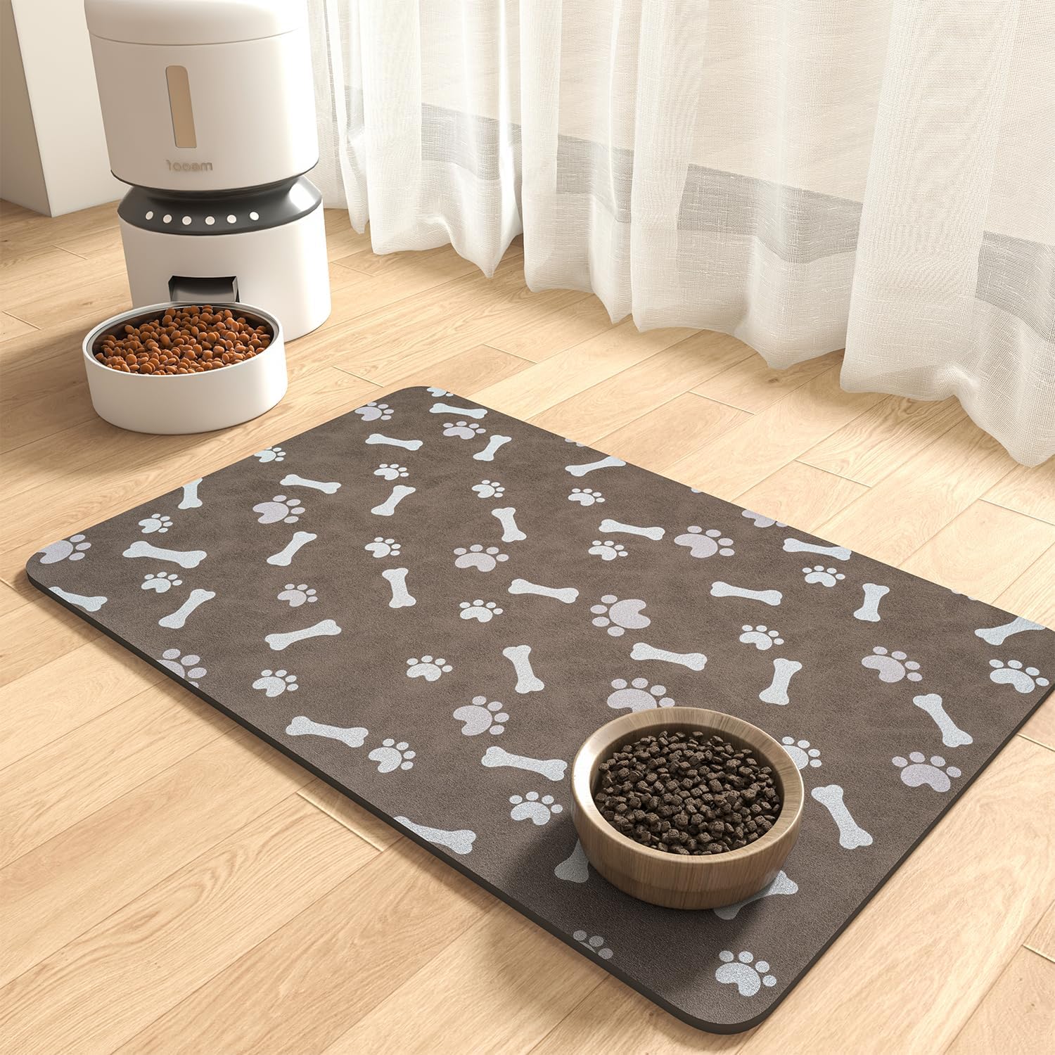 Tapete de alimentación para mascotas, tapete absorbente de comida para perros, tapete para alimentos y agua, sin manchas, de secado rápido,