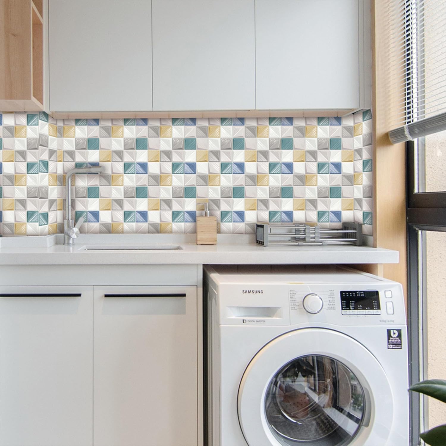 20 calcomanías para azulejos en muro para despegar y pegar, 4 x 4 pulgadas (3.9 x 3.9 in), decoración marroquí, autoadhesivas, impermeables, para